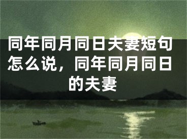 同年同月同日夫妻短句怎么说,同年同月同日的夫妻