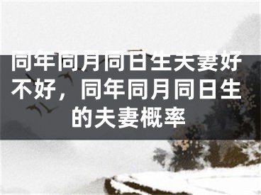 同年同月同日生夫妻好不好，同年同月同日生的夫妻概率