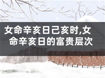 女命辛亥日己亥时,女命辛亥日的富贵层次