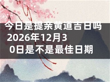 今日是提亲黄道吉日吗 2026年12月30日是不是最佳日期