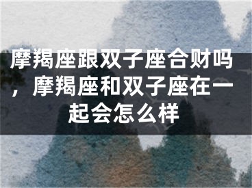摩羯座跟双子座合财吗，摩羯座和双子座在一起会怎么样