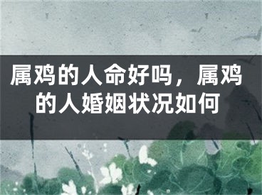 属鸡的人命好吗，属鸡的人婚姻状况如何