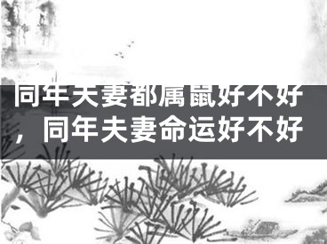 同年夫妻都属鼠好不好，同年夫妻命运好不好