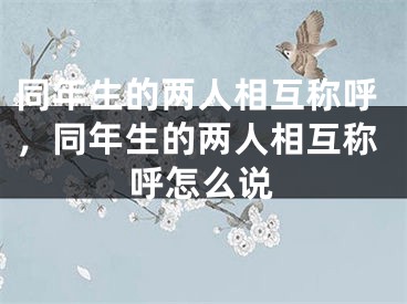 同年生的两人相互称呼,同年生的两人相互称呼怎么说