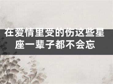 在爱情里受的伤这些星座一辈子都不会忘