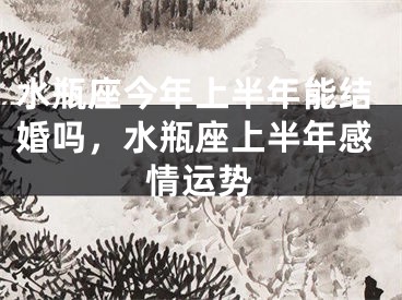 水瓶座今年上半年能结婚吗，水瓶座上半年感情运势