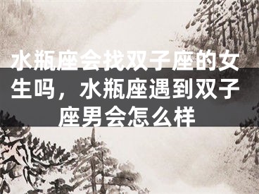 水瓶座会找双子座的女生吗，水瓶座遇到双子座男会怎么样