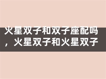 火星双子和双子座配吗，火星双子和火星双子