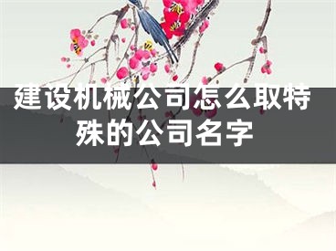 建设机械公司怎么取特殊的公司名字