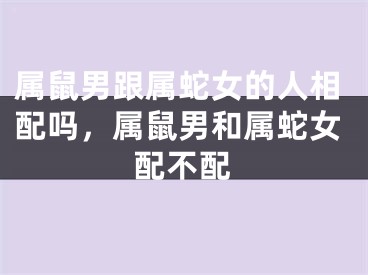 属鼠男跟属蛇女的人相配吗，属鼠男和属蛇女配不配
