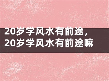 20岁学风水有前途，20岁学风水有前途嘛