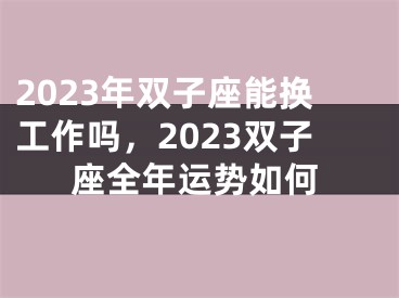2023年双子座能换工作吗，2023双子座全年运势如何