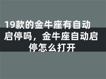 19款的金牛座有自动启停吗，金牛座自动启停怎么打开