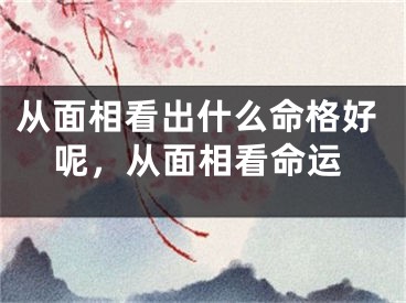 从面相看出什么命格好呢,从面相看命运