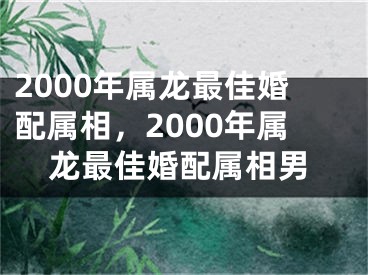 2000年属龙最佳婚配属相,2000年属龙最佳婚配属相男