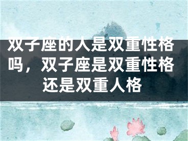 双子座的人是双重性格吗，双子座是双重性格还是双重人格