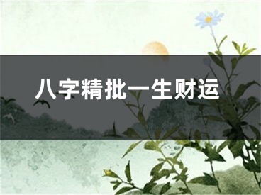 八字精批一生财运