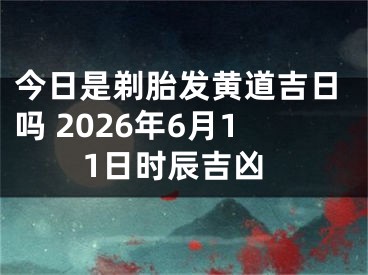 今日是剃胎发黄道吉日吗 2026年6月11日时辰吉凶