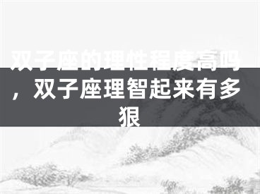 双子座的理性程度高吗,双子座理智起来有多狠