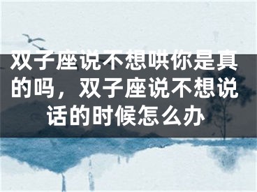 双子座说不想哄你是真的吗,双子座说不想说话的时候怎么办
