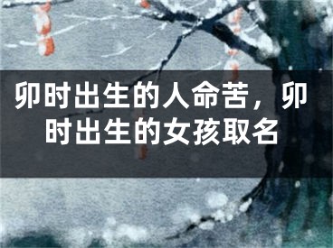 卯时出生的人命苦，卯时出生的女孩取名