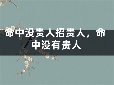 命中没贵人招贵人,命中没有贵人