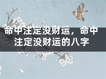 命中注定没财运,命中注定没财运的八字