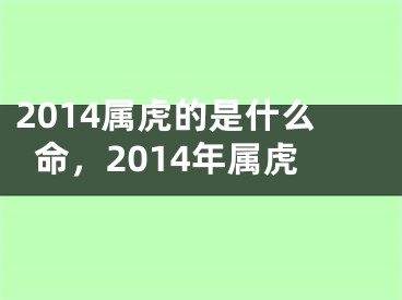 2014属虎的是什么命，2014年属虎