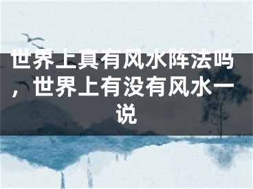 世界上真有风水阵法吗,世界上有没有风水一说