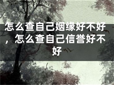 怎么查自己姻缘好不好,怎么查自己信誉好不好