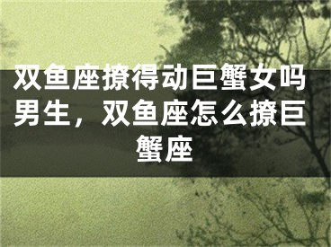 双鱼座撩得动巨蟹女吗男生，双鱼座怎么撩巨蟹座