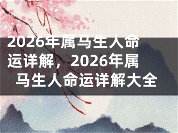 2026年属马生人命运详解,2026年属马生人命运详解大全