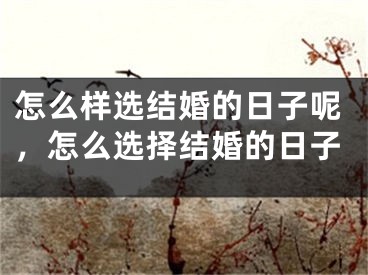 怎么样选结婚的日子呢,怎么选择结婚的日子