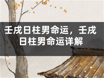 壬戌日柱男命运,壬戌日柱男命运详解