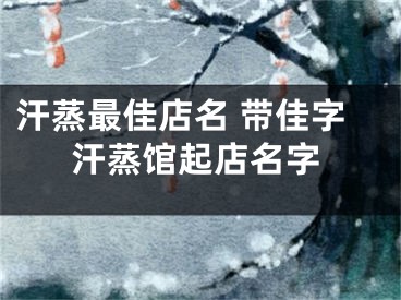 汗蒸最佳店名 带佳字汗蒸馆起店名字