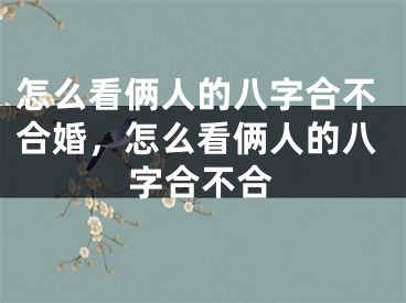 怎么看俩人的八字合不合婚，怎么看俩人的八字合不合