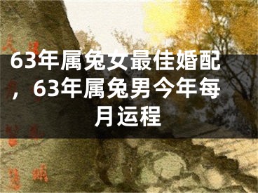 63年属兔女最佳婚配，63年属兔男今年每月运程