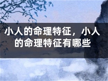 小人的命理特征,小人的命理特征有哪些