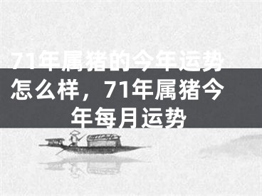 71年属猪的今年运势怎么样,71年属猪今年每月运势