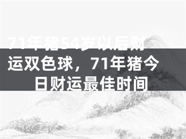 71年猪54岁以后财运双色球，71年猪今日财运最佳时间