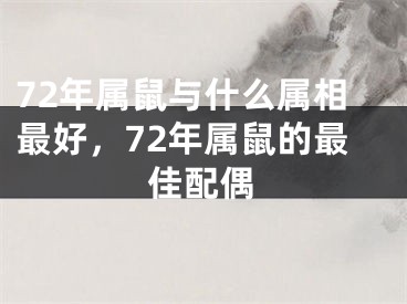 72年属鼠与什么属相最好，72年属鼠的最佳配偶