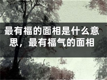 最有福的面相是什么意思,最有福气的面相