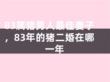 83属猪男人最佳妻子，83年的猪二婚在哪一年