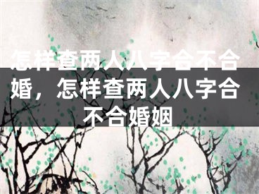 怎样查两人八字合不合婚,怎样查两人八字合不合婚姻