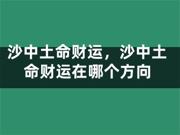 沙中土命财运,沙中土命财运在哪个方向