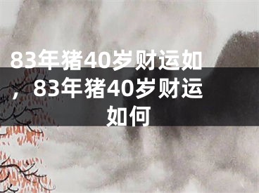 83年猪40岁财运如,83年猪40岁财运如何
