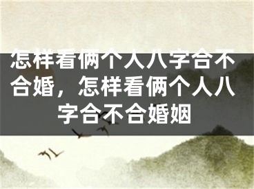 怎样看俩个人八字合不合婚,怎样看俩个人八字合不合婚姻