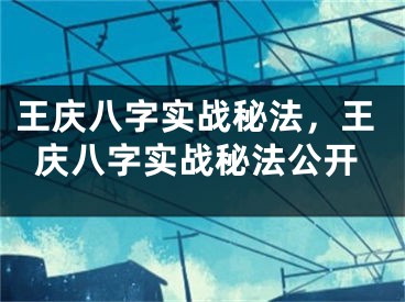 王庆八字实战秘法，王庆八字实战秘法公开