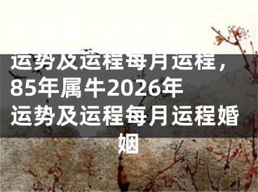 85年属牛2026年运势及运程每月运程，85年属牛2026年运势及运程每月运程婚姻