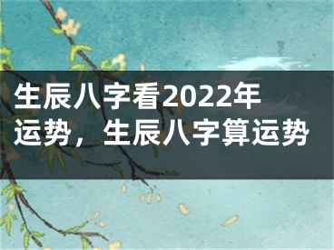 生辰八字看2022年运势,生辰八字算运势